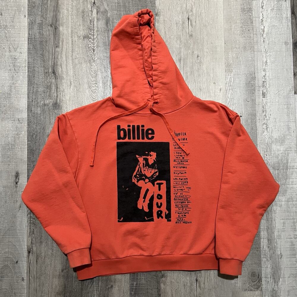 Billie Eilish Happier Than Ever Tour Orange Hoodie Size XL Fits Short/Boxy